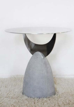 Half Moon Coffee Table with Stainless Steel